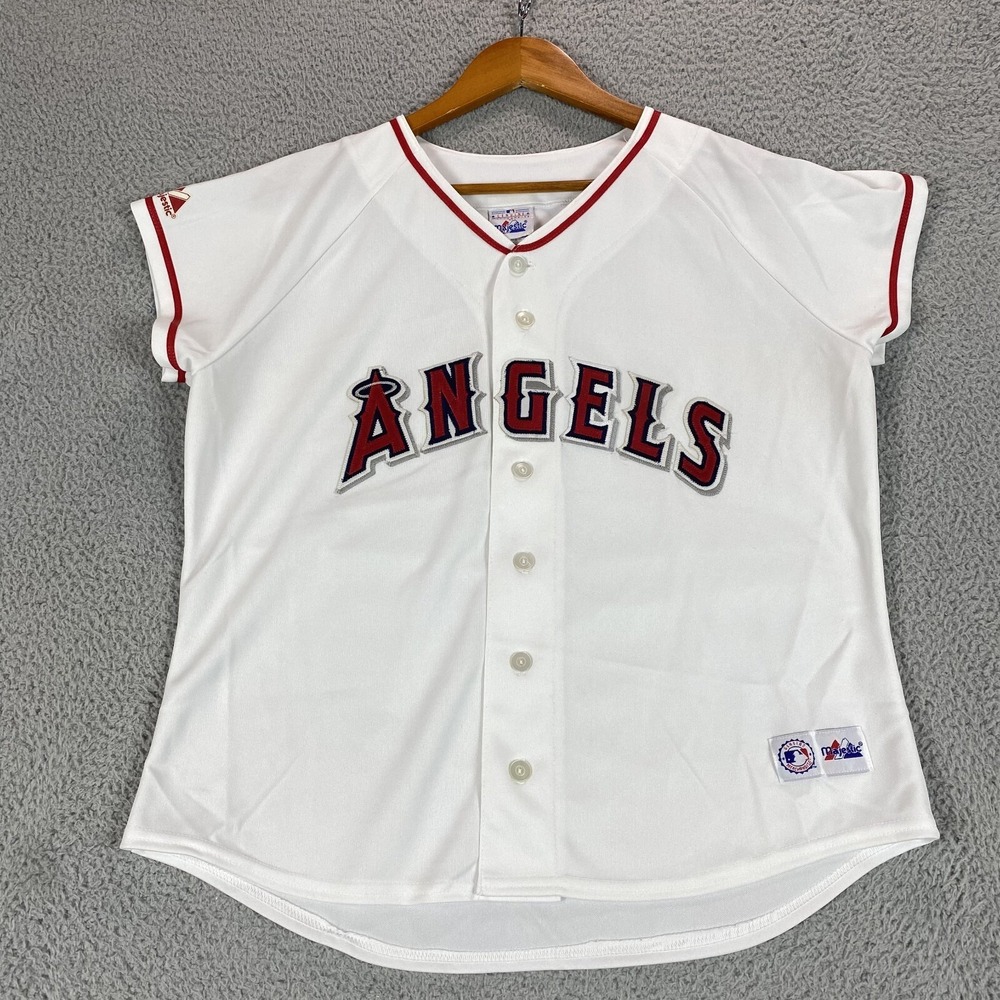 Vtg Majestic Jersey Anaheim Angels Womens Large White Stitched MLB USA Made 90s